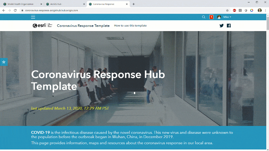 This ArcGIS Hub template can be deployed in under 45 seconds to help your community rapidly respond to COVID-19.